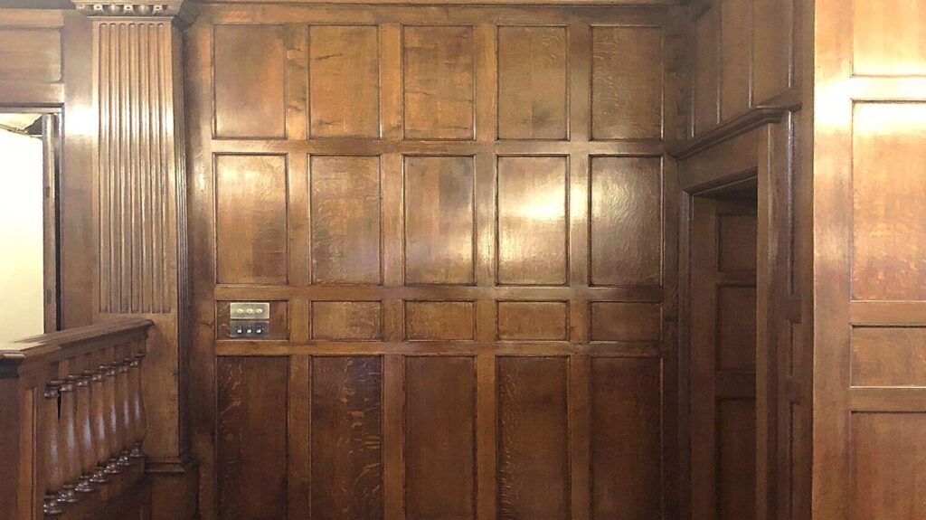 Oak panelling made by the Reeve & Co Group joinery workshop in Mickfield